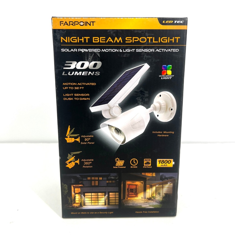Farpoint Night Beam Spotlight Solar Powered Motion Sensor Light LED 300 Lumens